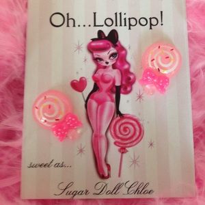 Oh lollipop sugar doll candy sprinkle earrings Christmas socking stuffer gift